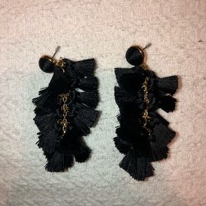 Black and gold tassel earrings